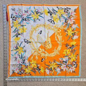 NWT Silk Scarf Hand Rolled Floral Violin Butterflies